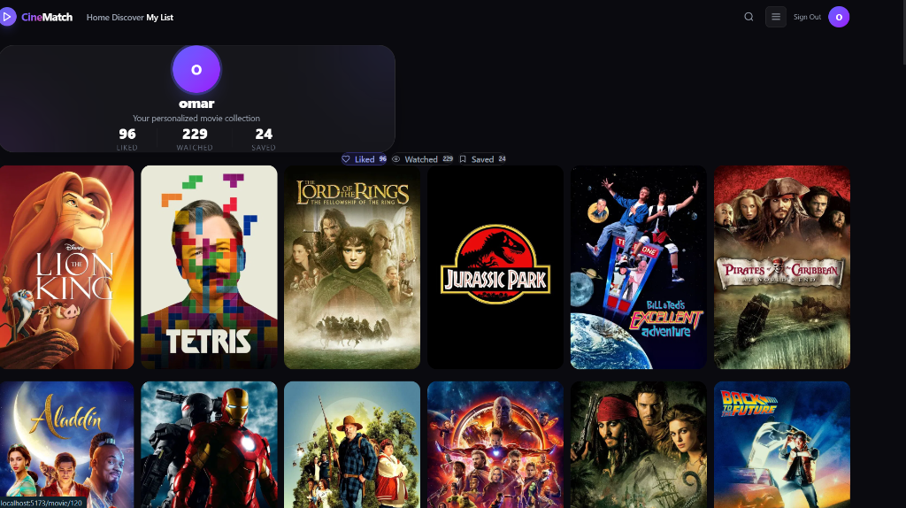 CineMatch AI – User Profile & Movie Collection