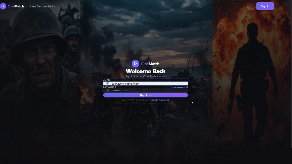 CineMatch AI – Sign In Page